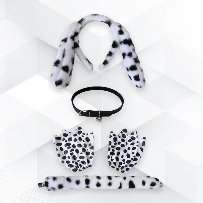 Trang phục động vật Dalmatian Puppy Ears Găng tay đuôi cho Cosplay Halloween
