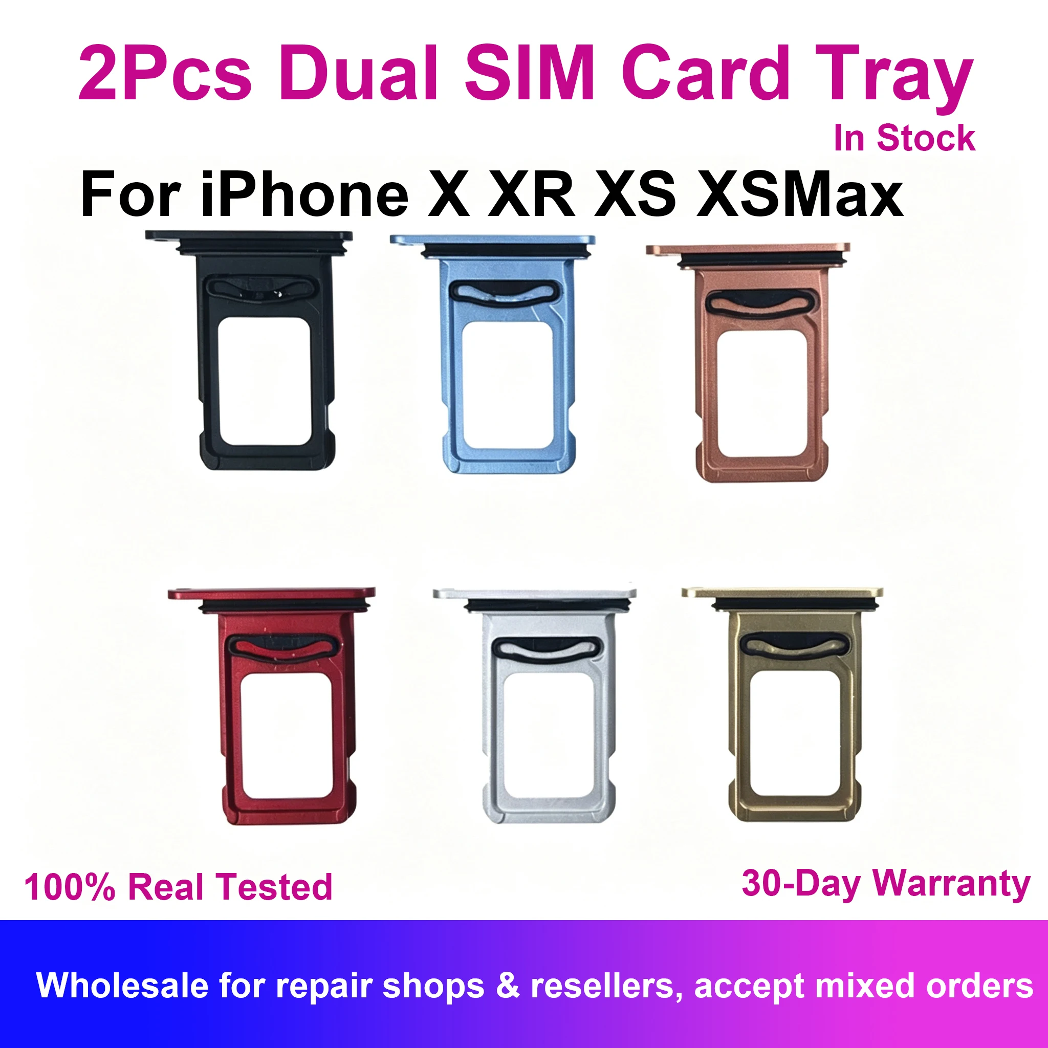 2Pcs SIM Card Tray Slot Holder Waterproof Rubber Gasket Spring For iPhone X XS XR XSMax Single Dual SIM Replacement Repair Parts