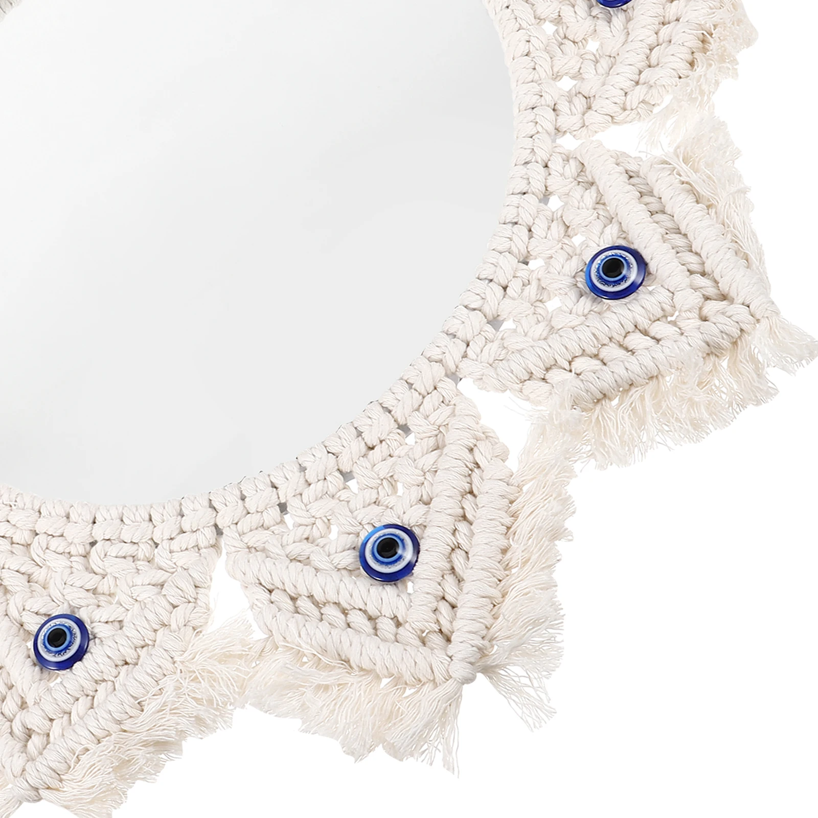 

Nordic Makeup Hanging Evil Eye Tapestry Living Room Bedroom Decor Woven Mirror Rustic Cotton Rope Woven Wall Art Boho Mirror