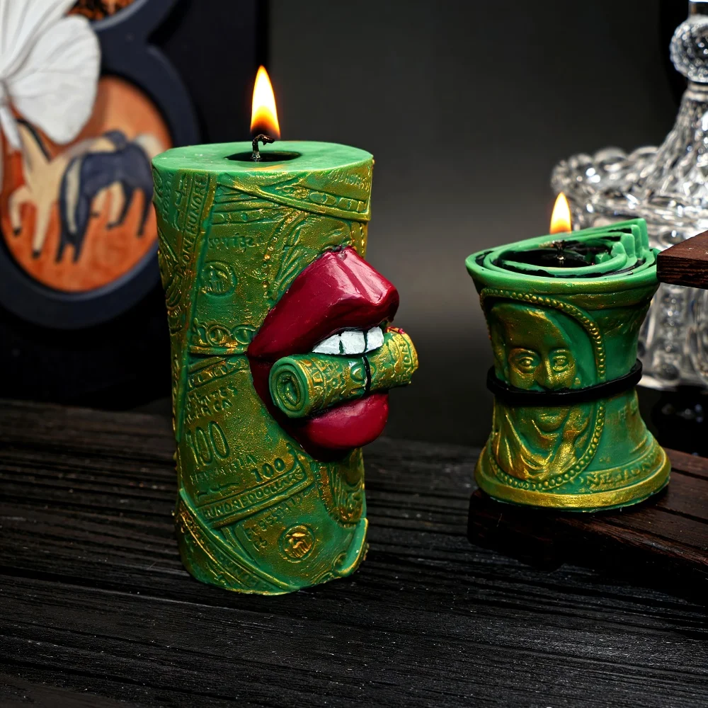 DIY Currency Silicone Candle Mold Rectangular Shape Currency Resin Mold Irregular Column Plaster Mold for Candies Dessert Decor