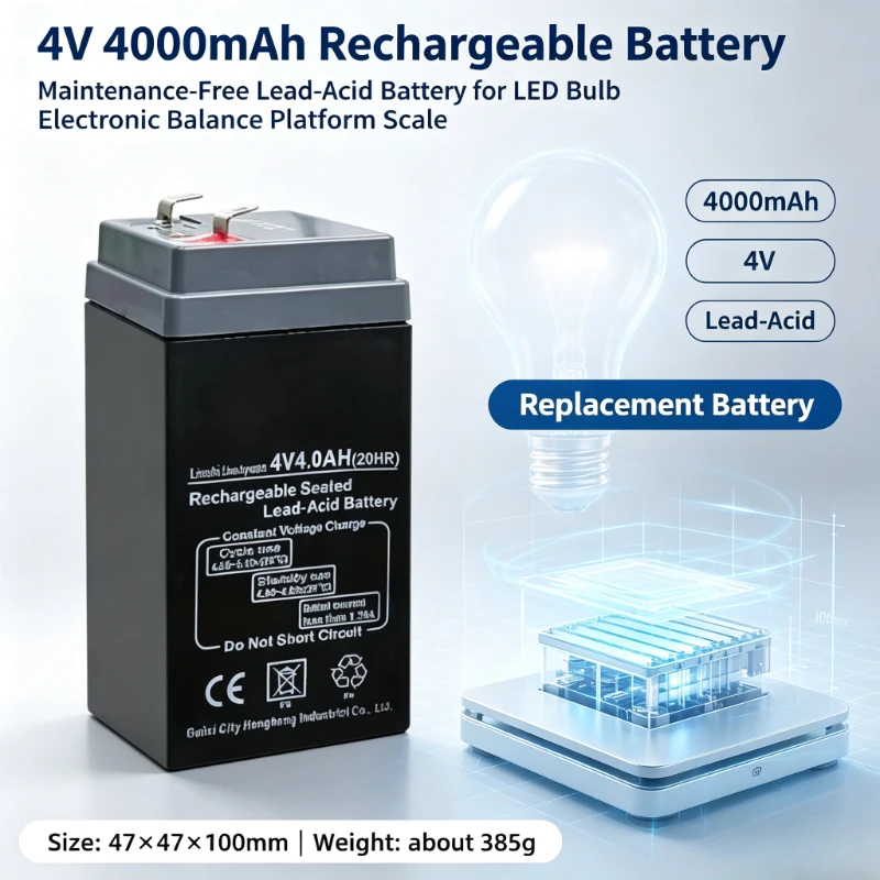 4V 4000mAh rechargeable lead-acid battery, suitable for LED light bulb electronic balance, maintenance free