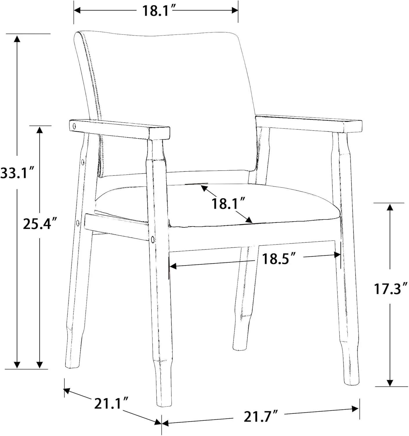 Set of 2 Mid Century Modern Walnut Dining Chairs Wood Arm Beige Fabric Kitchen Cafe Living Room Decor Furniture