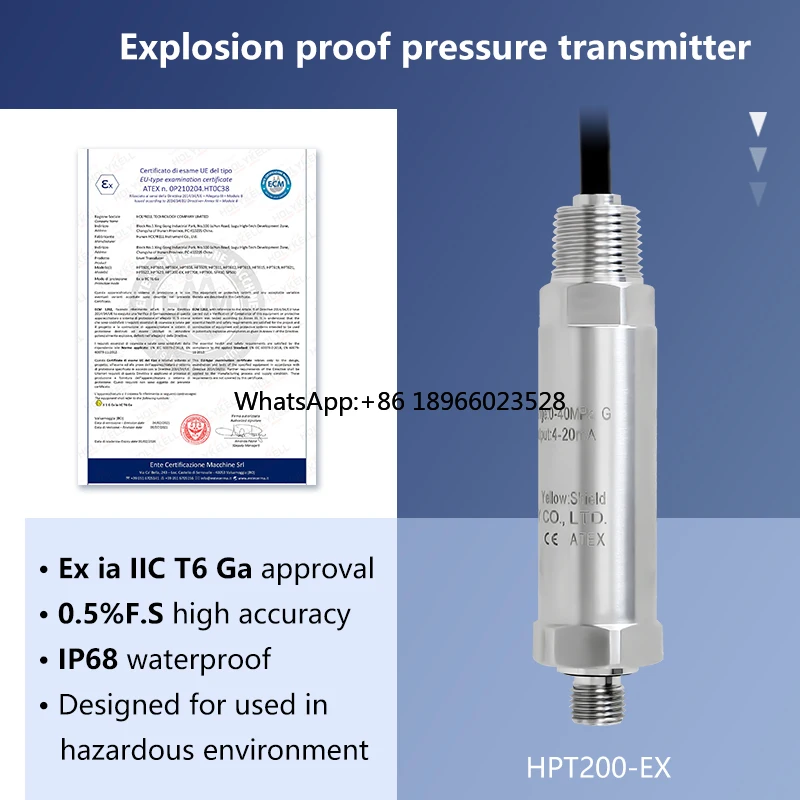 Holykell HPT200-EX explosion proof 4-20mA natural gas pressure sensor