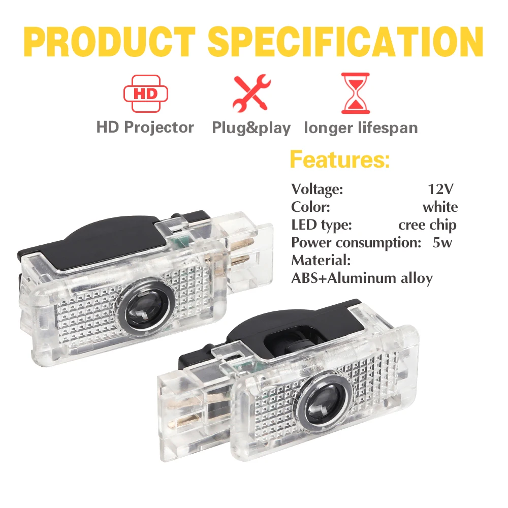 LED باب السيارة الداخلية ترحيب شعار شبح الظل إكسسوارات مضيئة لمرسيدس بنز C الفئة W203 SLK R171 SLR R199 CLK W209 W240