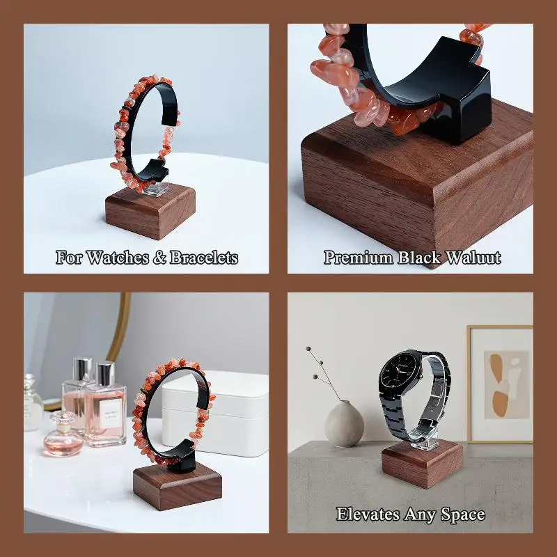1 Stück Schmuck-Organizer aus Holz, C-förmiger Uhrenhalter, Ausstellungsständer für Armbänder, Ringe, Ohrringe, Uhrenständer aus Massivholz – Detail 10