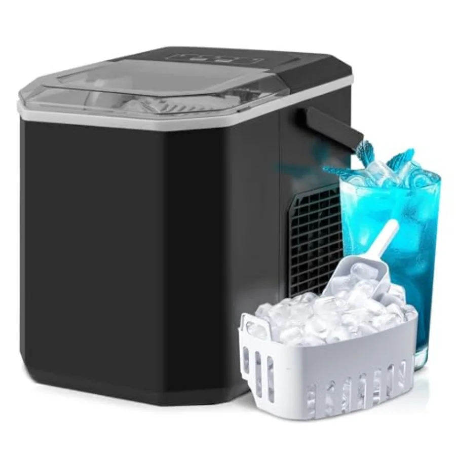 

Countertop Ice Maker, Portable Ive Making Machine 6-13 Mins 9 Cubes, 26.5 lbs/24 H, 2 Sizes, Auto-Cleaning Function, Ice Machin