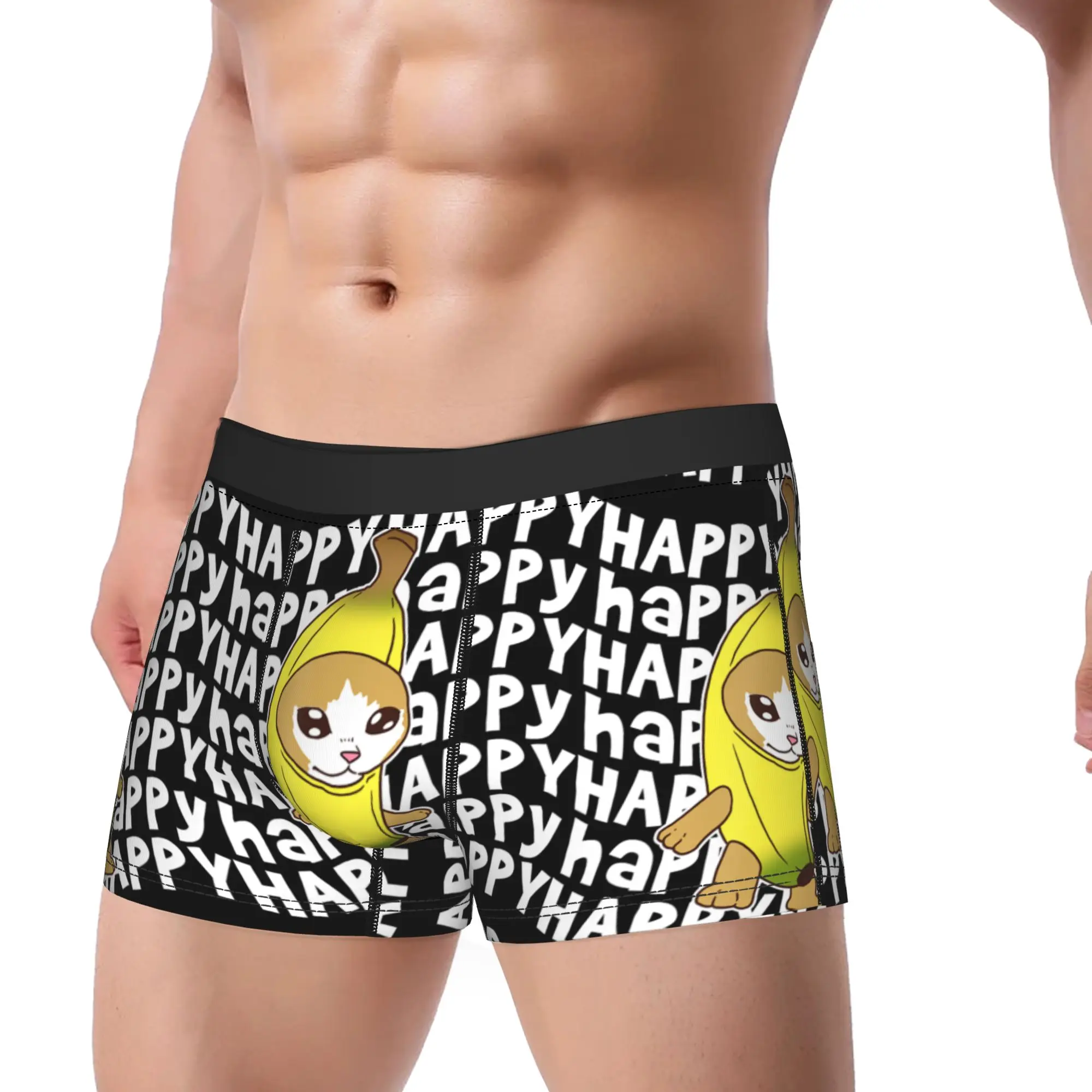 Happy Banana Cat Meme Bananacat Happy Kitty Cat Lovers Meme Underwear  Print Boxershorts Hot Sale Males Panties Shorts Briefs