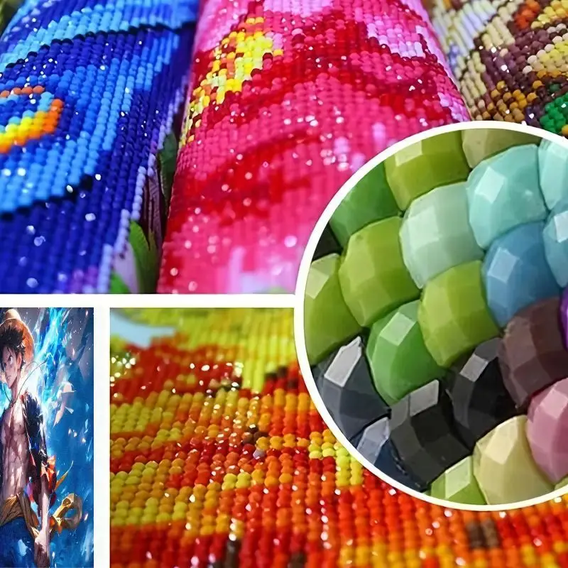 원피스 몽키 D. 루피 5D 풀 드릴 다이아몬드 페인팅 키트 40x50CM, 애니메이션 만화 캐릭터 DIY 반짝이는 보석 아트 세트