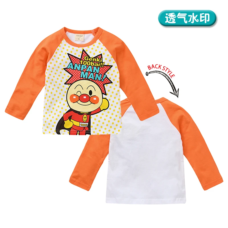 Spring Autumn Baby Boys Long Sleeve T-Shirts Cartoon Anpanman Print Kids Children Girls Cotton Clothes Toddler Tops Tees 1-7T