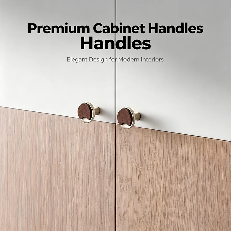 Retro Mid-Century Walnut Wood Cabinet Handles Luxury Chinese Pulls for Wardrobe Drawer Shoe Cabinet Door Furniture Hardware