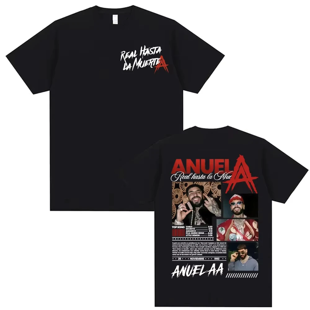 

Новинка 2025 года, рэпер Anuel AA Real Hasta La Muerte World Tour, модная уличная повседневная футболка в стиле хип-хоп