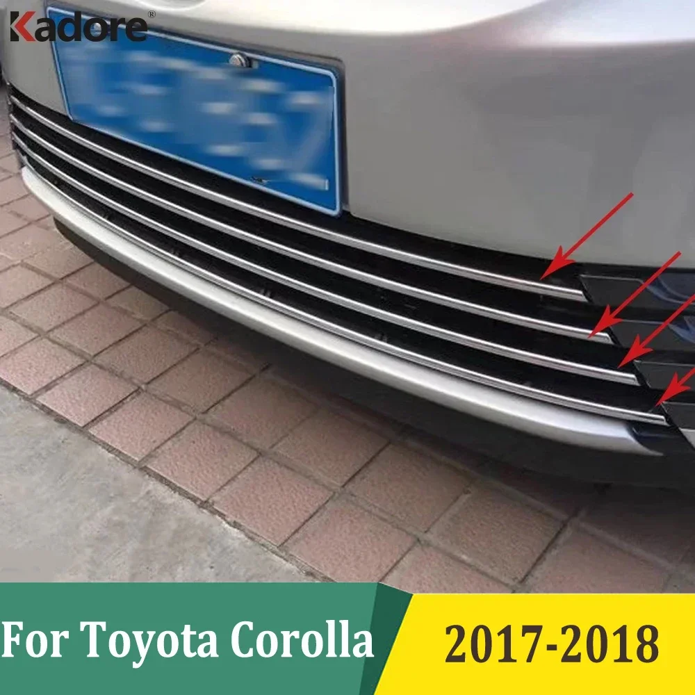 

Для Toyota Corolla 2017 2018, подтяжка лица, хромированная передняя центральная решетка, гоночная решетка, полоски, бампер, накладка радиатора, автомобильные аксессуары