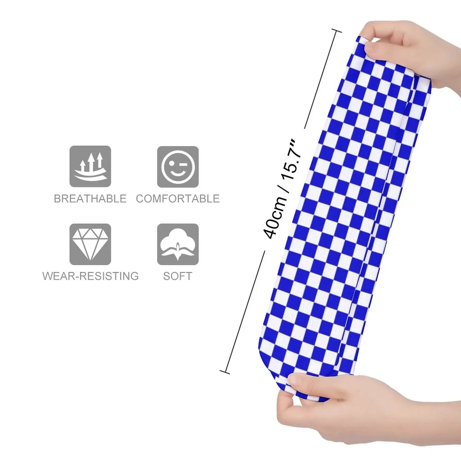 Checkerboard Pattern Stockings Unisex Blue and White Checker Socks Medium SoftTrendy Socks Skateboard Non Slip Custom Socks Gift