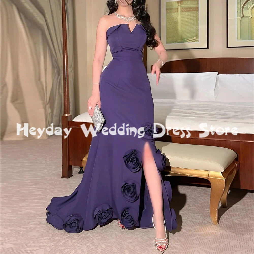 

Heyday Women's Split 3D Flowers Mermaid Strapless Evening Dresses With Sleeveless Ankle-Length Formal Elegant Dresses 2025