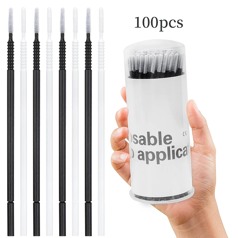 100 pièces jetables spirale poignée microbrosse Mascara baguettes Micro brosse applicateur cils brosses Extension de cils outils de maquillage