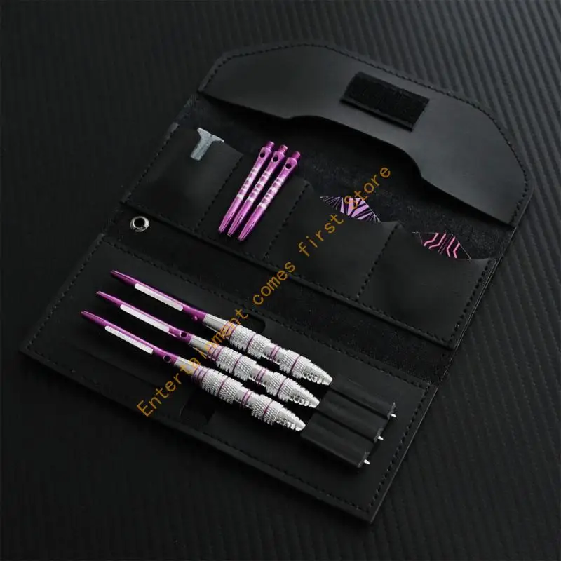 Board Practice Set with 24 g Steel-Tip Throwers, Aluminum Bodies, Patterned Texture, and Sectioned Carrying Case 55KD