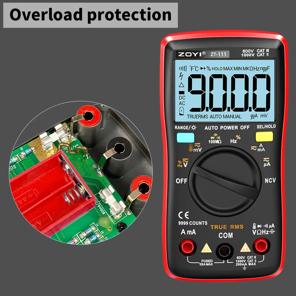 ZOYI ZT109 / ZT111 Digital Multimeter 9999 Counts Square Wave Output Palm-size True-RMS Auto/Manual Range