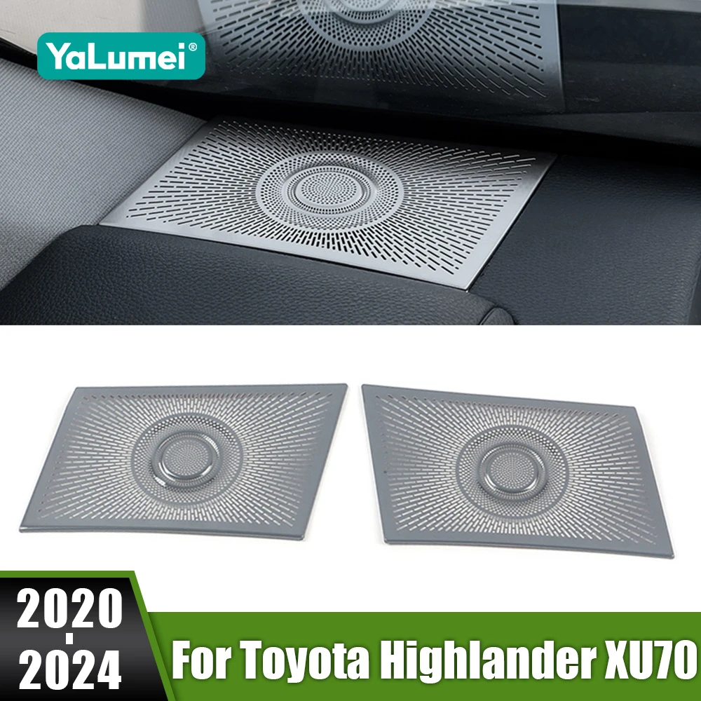 

For Toyota Highlander XU70 Hybrid 2020 2021 2022 2023 2024 Stainless Car Center Console Dashboard Audio Sound Speaker Cover