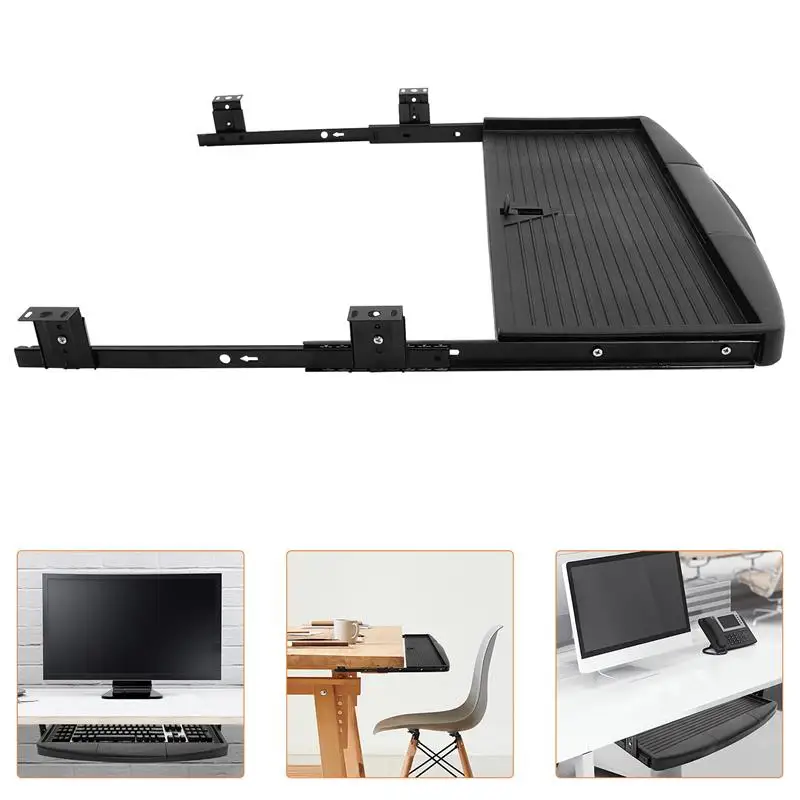 

Under Desk Keyboard Keyboard Holder Pull Out Ergonomic Slide Out Platform for Computer Mouse and Keyboard Black Keyboard