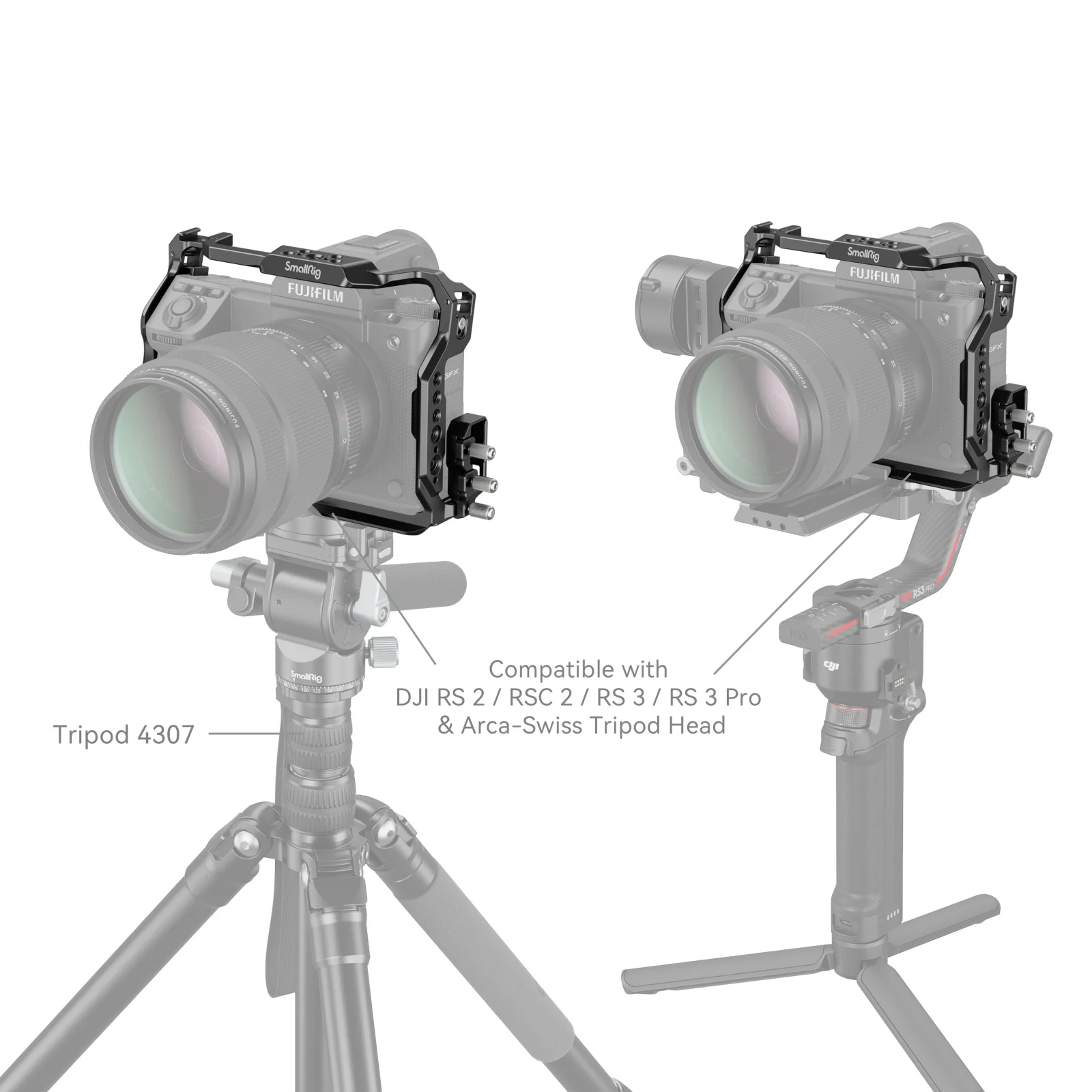 SmallRig Cage Kit for FUJIFILM GFX100 II Arca Swiss Quick-Release Plate for Arca-type tripods for DJI RS 2 /RS 3 Pro Gimbals