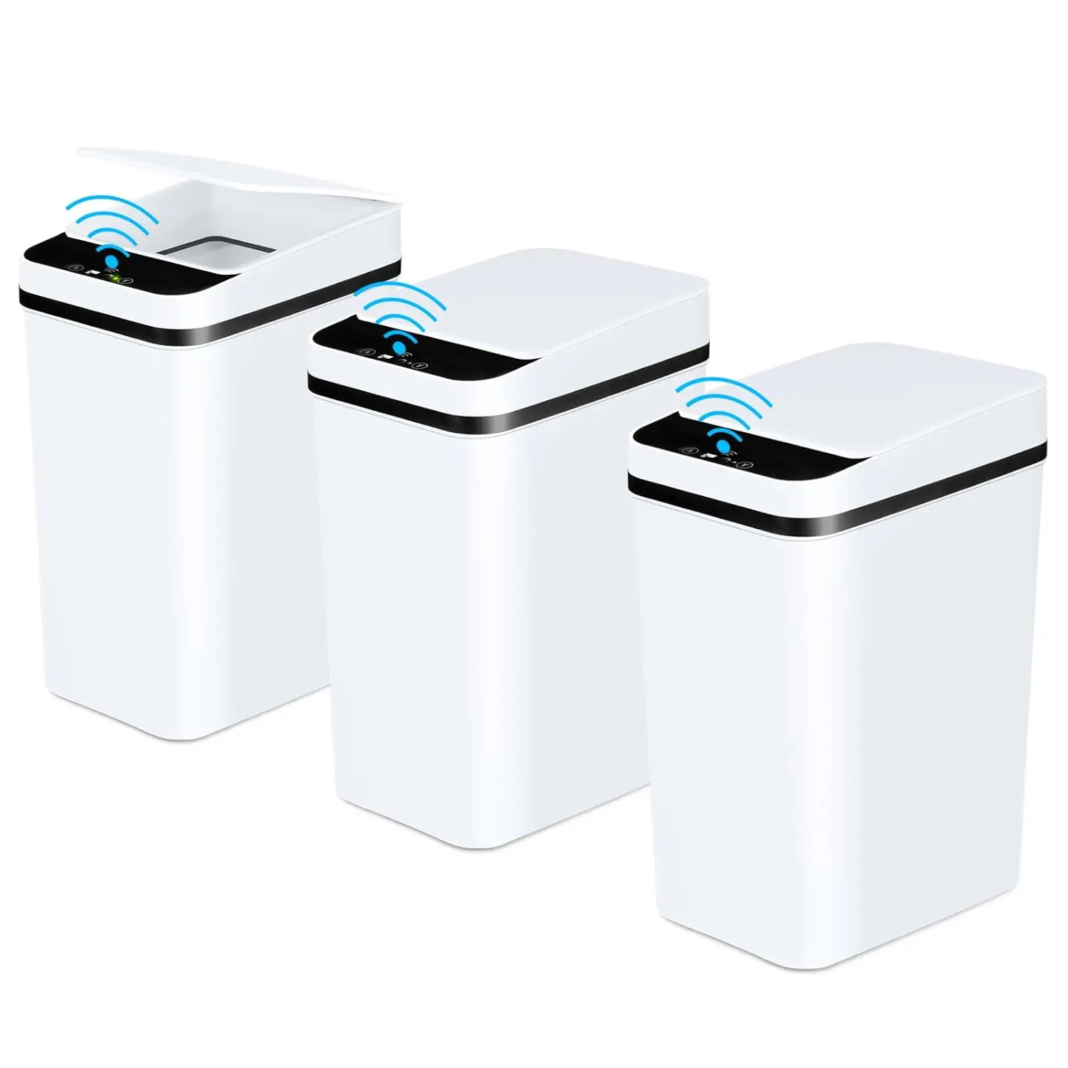 

3-Pack Motion Sensor Trash Can, 2.2 Gallon Slim Automatic Garbage Bin with Lid for Bathroom Kitchen Office