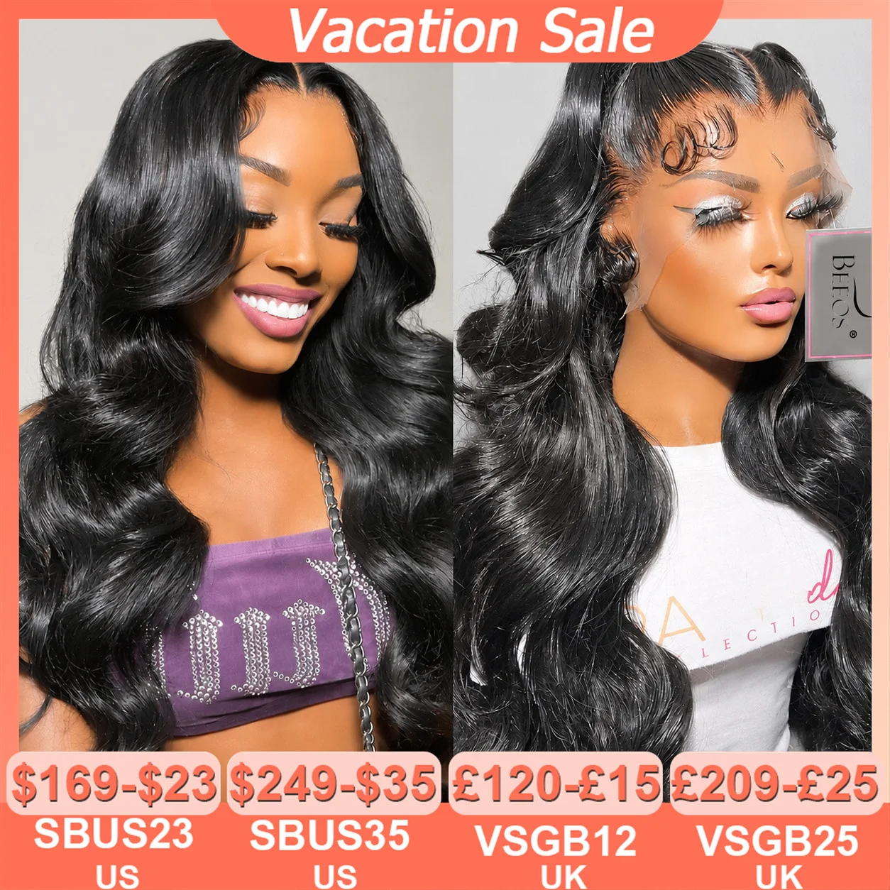 BEEOS 36in 250% Body Wave 13x6 HD Lace Frontal Wig Preplucked 13x4 HD Lace Frontal Human Hair Wigs For Women Melt Skin Brazilian