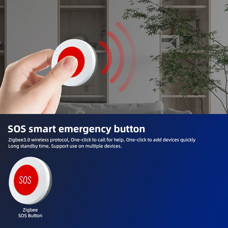 Zigbee Tuya Sos Botão Pânico Detecção Temperatura Smart Home Security System Kit Alarme porta casa sem fio