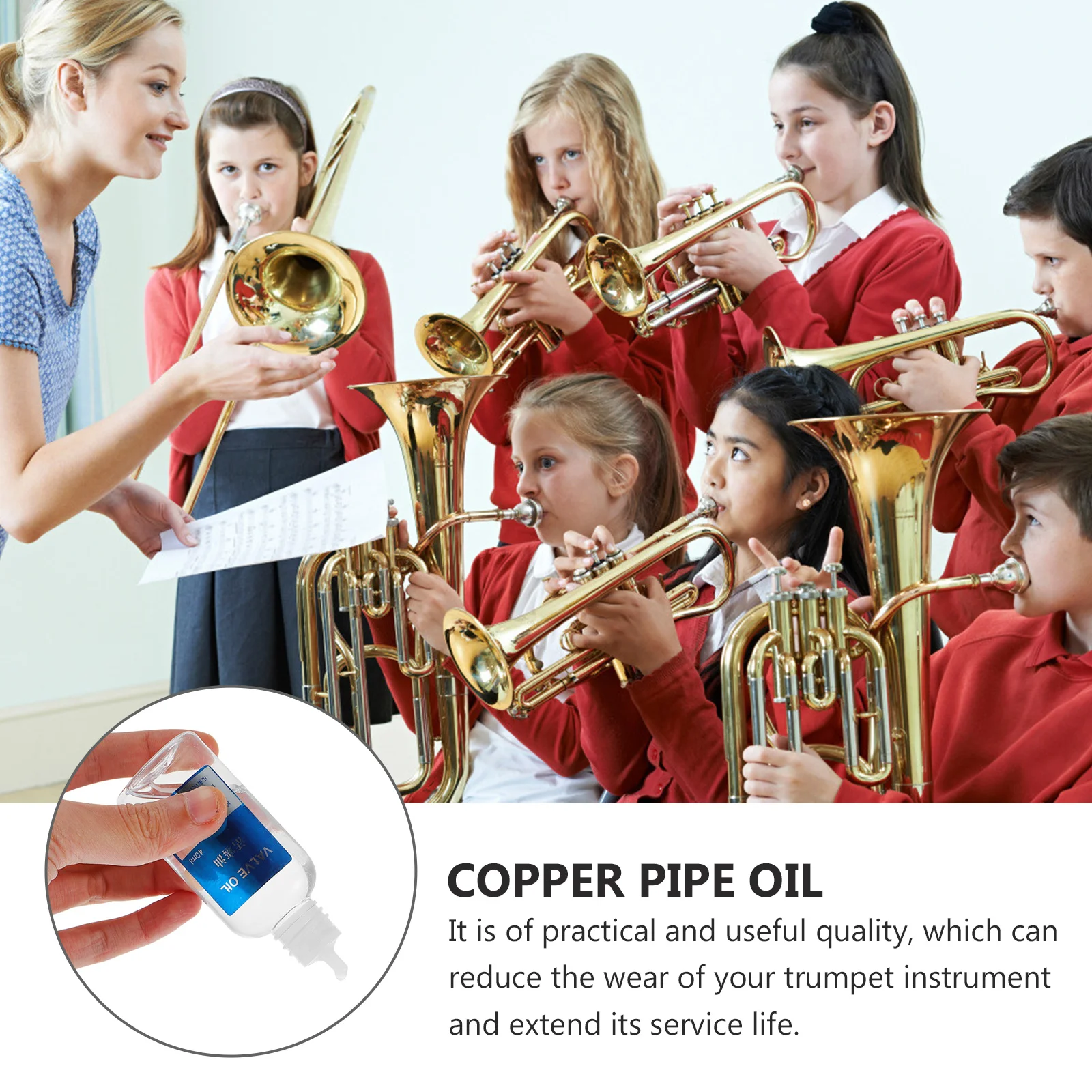 

2pcs Piston Copper Pipe Liquid Lubricating Oil Brass Instruments Copper Pipe Liquid Oil Anti-Rust Small Portable Bottle