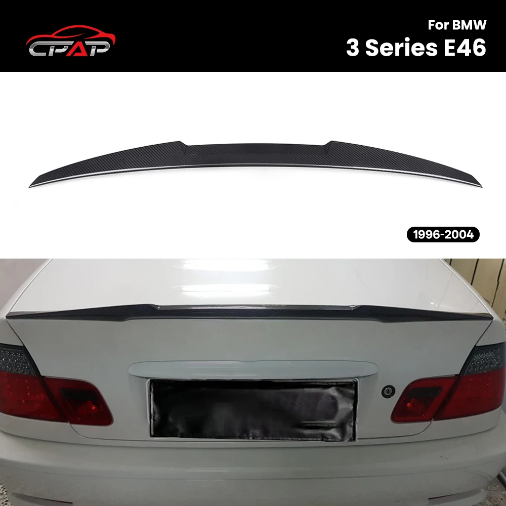 

Real Dry Carbon Fiber Rear Trunk Roof Spoiler Tail Wing Trim For BMW 3 Series E46 M4 Style 1996-2004
