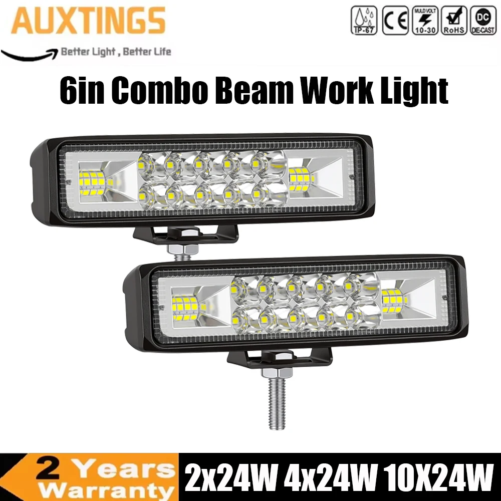 2X 4X 10X 6in 24 W Additional Headlights, Offroad Headlights, 12 V 24 V Reversing Lights for 4 X 4 Truck, Tractor, SUV, UTV