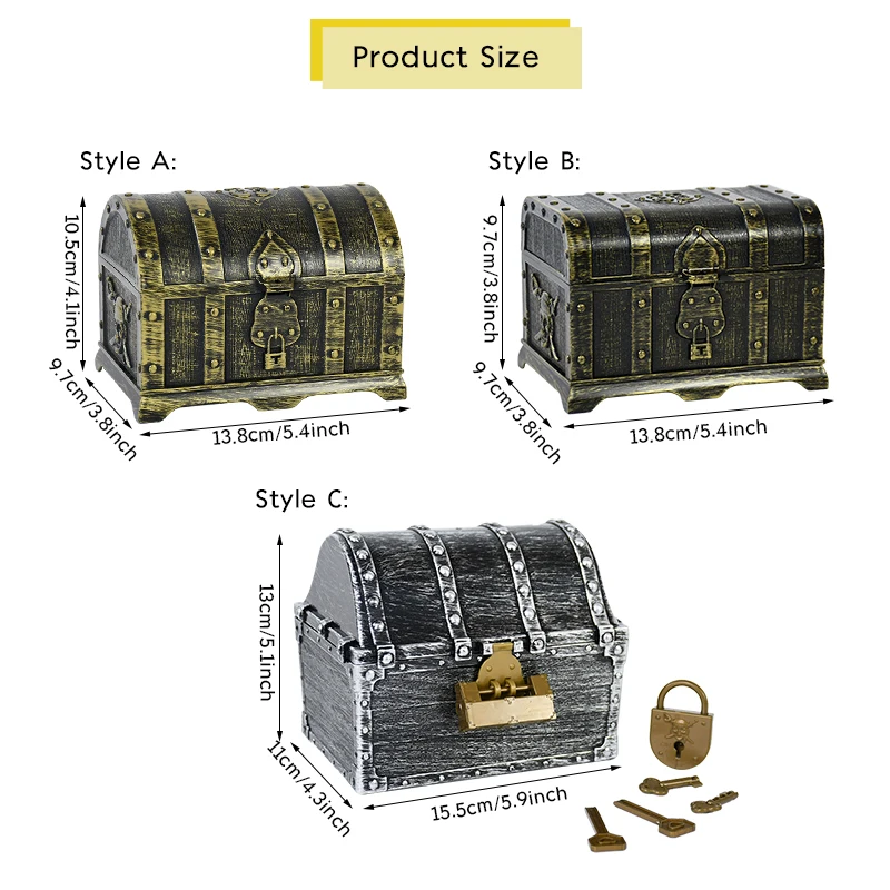 Coffre de rangement pour pièces de monnaie en or et bijoux, accessoire pour fête d\'Halloween, cadeau d\'anniversaire