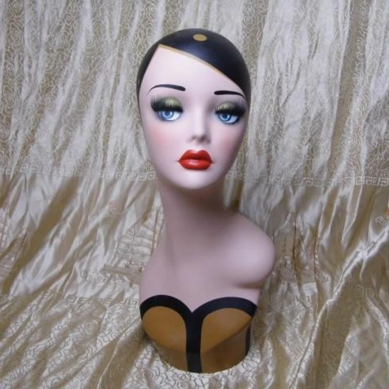 

Fiberglass Vintage Female Mannequin Dummy Head Bust for Earrings Wigs Hat Jewelry Display