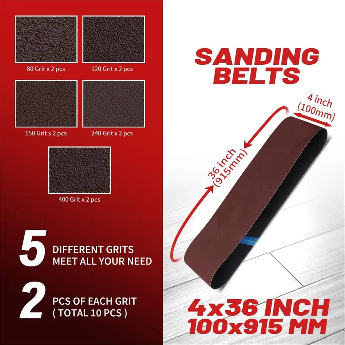 2026 NEW Sanding Belts & PSA Sanding Discs Set - 10 Pack 4x36 Inch Aluminum Oxide Belts and 18 Pack 6-Inch Self-Adhesive Discs