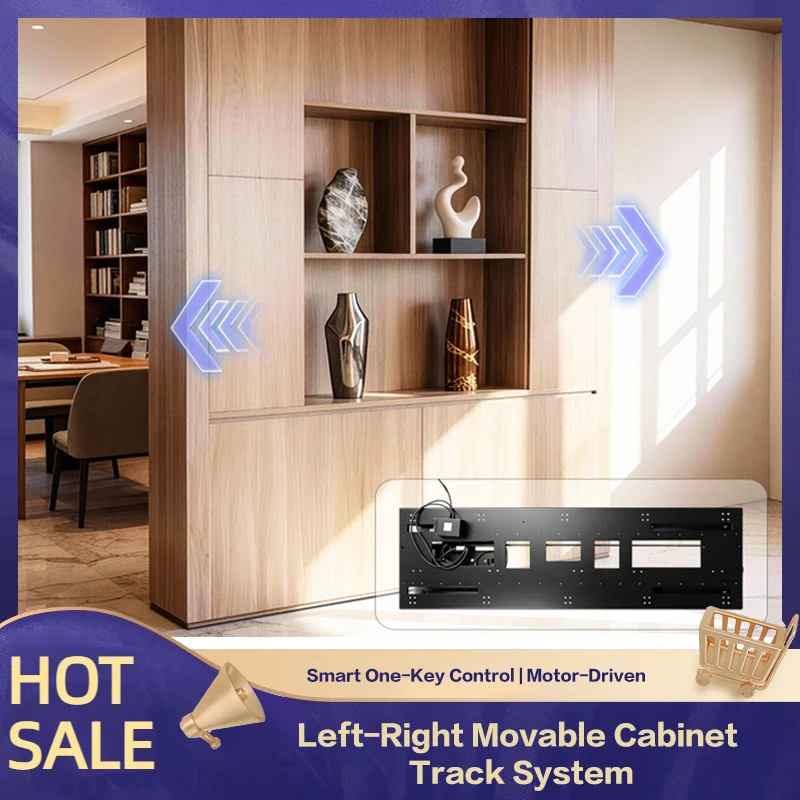 Side Mount Smart Electric Remote Control Sliding Track System With Quiet Linear Guide For Wardrobe TV Cabinet Display Case