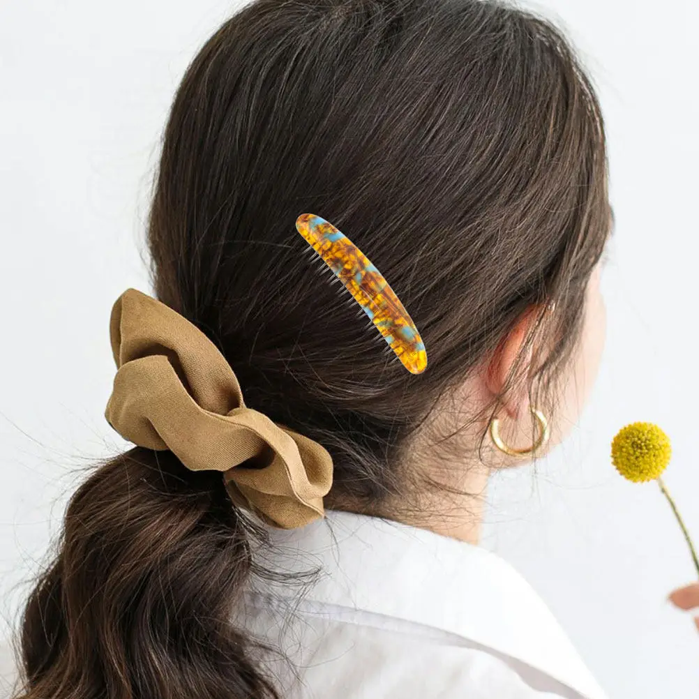 2Pcs Elegant Marble Pattern French Hair Combs Women's Small Side Combs for Updos Buns Wedding Bridal Styling Comfort Scalp