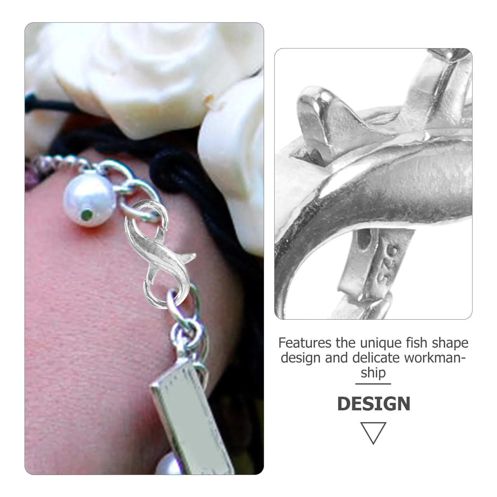 

Pearl Necklace Clasp Connector 8 Word Spring Toggle DIY 925 Sterling Silver Metal Bracelet Necklace Extension Jewelry Supplies