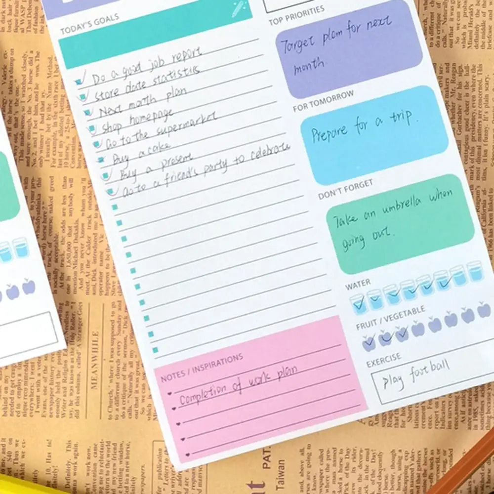 Notebook 60 Sheets To Do List Notepad Portable Easy Tear-off Schedules Journal Memo Post Notes Schedule Writing Pads Agenda