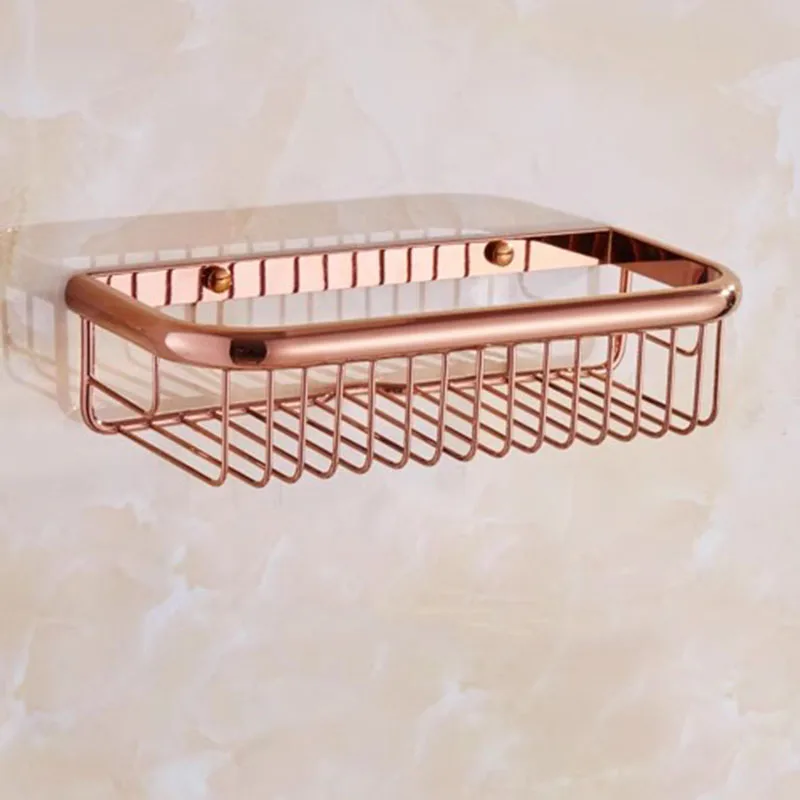 Rose Gold Bathroom Shelf Chrome Shower Shampoo Soap Cosmetic Shelf Storage Organizer Rack Holder Gold Brass Bathroom Accessories