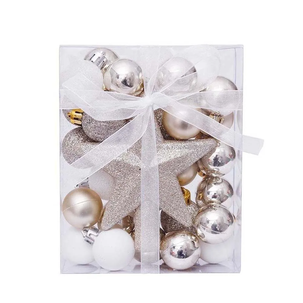 

30pcs Plastic Christmas Balls Pendants Shatterproof Special-shaped Xmas Tree Toppers Electroplated Glitter