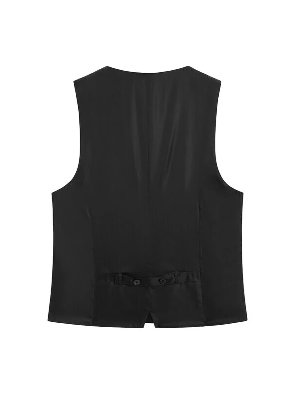 

Slim Fit Men's Busin Vest Jaet Woolen Material V-Ne Single Button Closure Pure Color Casual Wear All Seasons