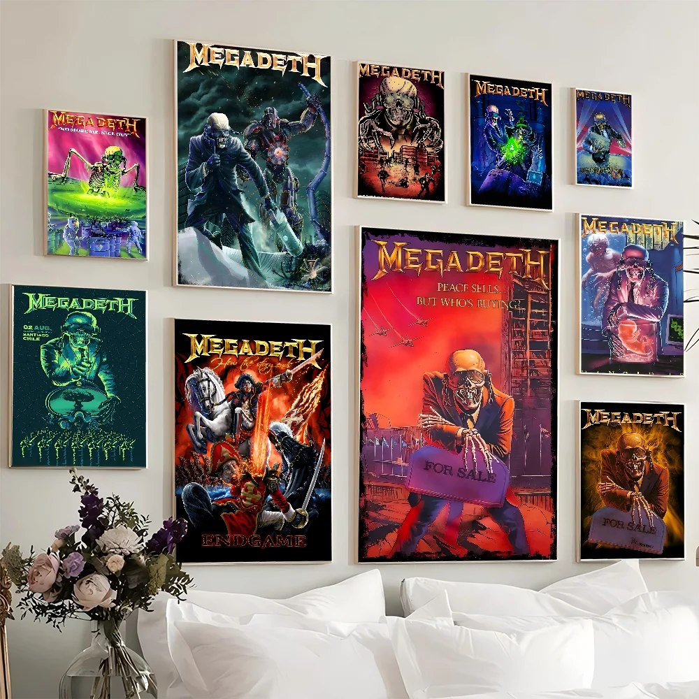 Megadeth Heavy Metal Band Anime Posters Sticky Whitepaper Sticker DIY Room Bar Cafe Kawaii Room Decor