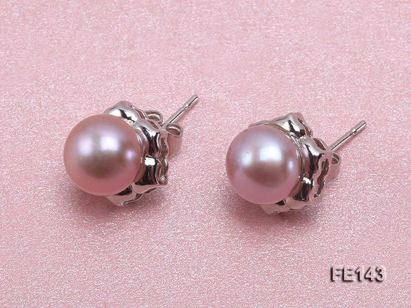 Unique Pearls Jewellery 8-9mm Lavender Flat Cultured Freshwater Pearl Earrings