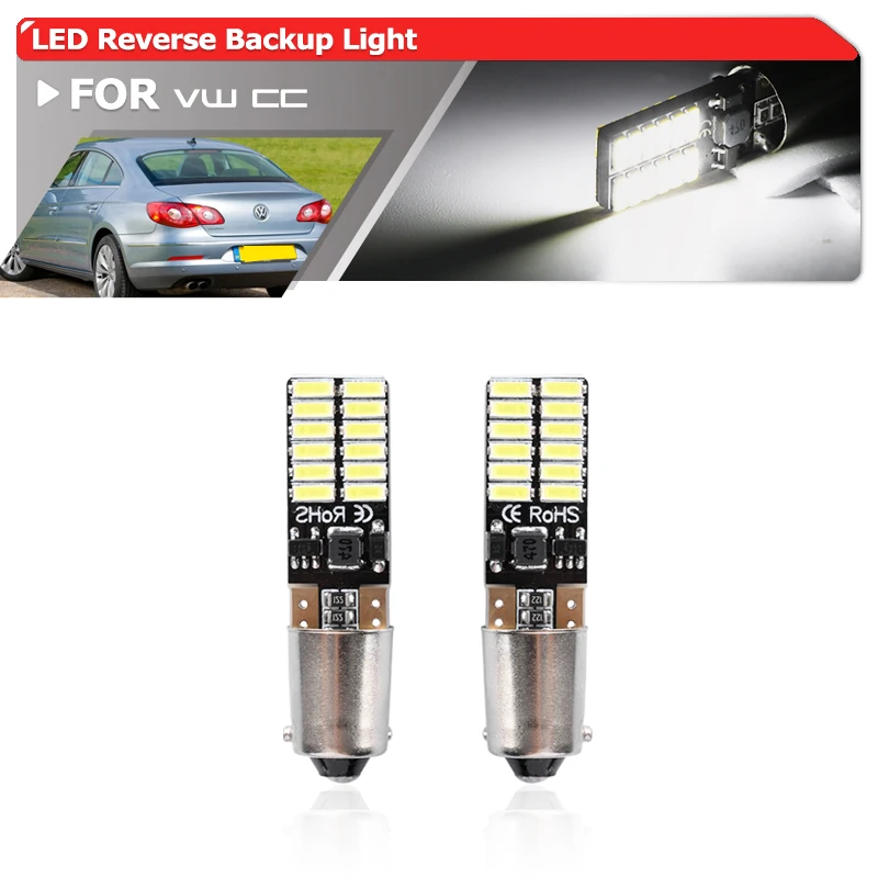 2x For VW CC 2009-2012 Passat CC 2009-2010 BAX9S 64132 H6W Led Backup Light Bulb Reverse Lamp No Hyper Flash