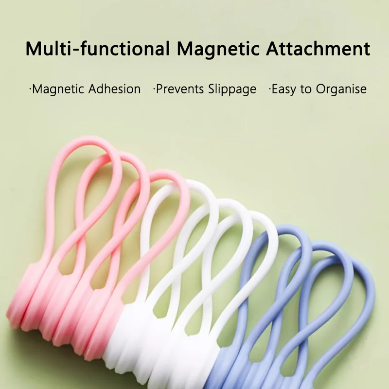Magnetic Cable Organizer - The Ultimate Storage Solution Multi-Functional Phone Headphone Winder Charging Cable Silicone Tie