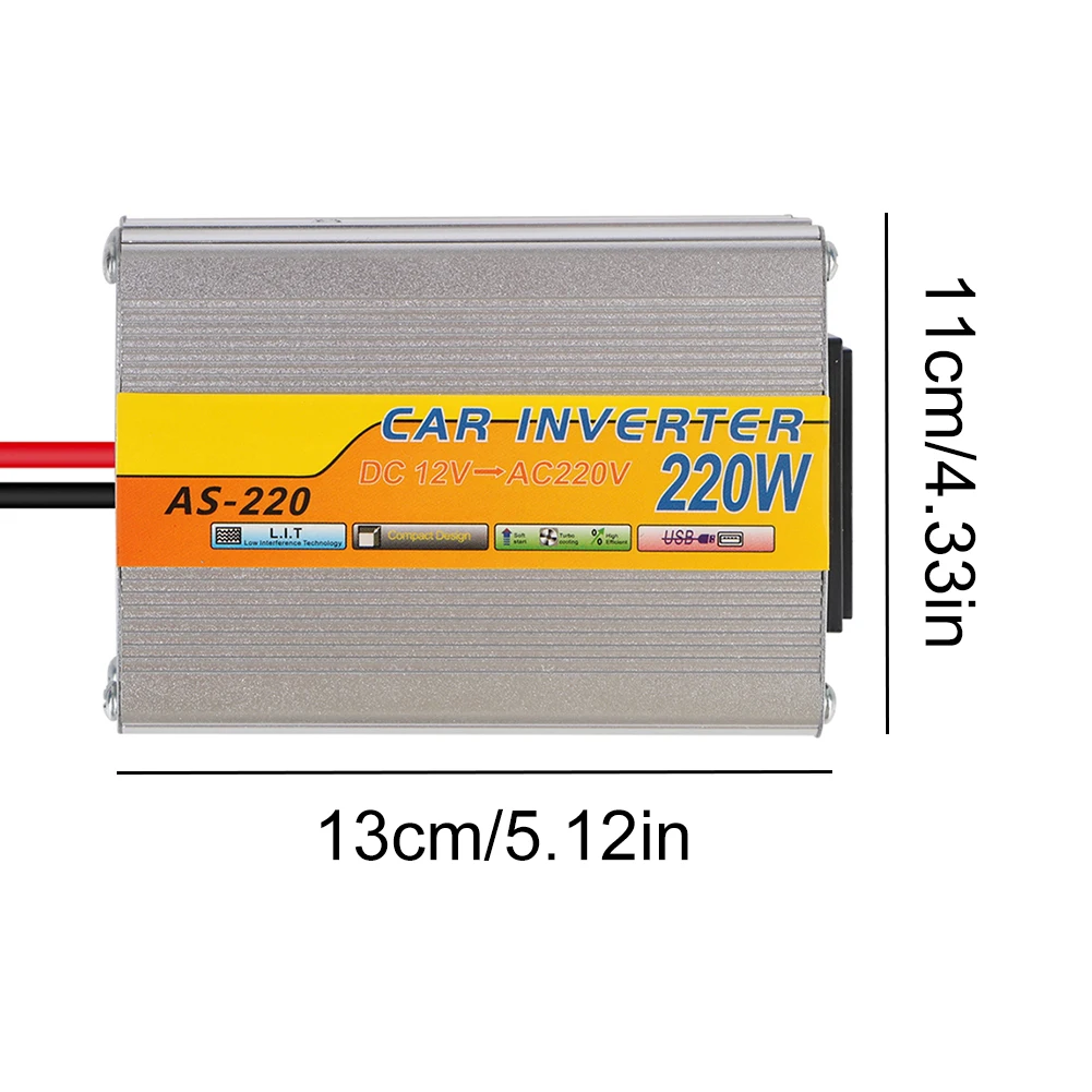 220 واط عاكس طاقة السيارة مع منفذ USB تيار مستمر 12 فولت إلى التيار المتناوب 220 فولت محول جهد كهربي محول طاقة السيارة للهاتف المحمول اللوحي