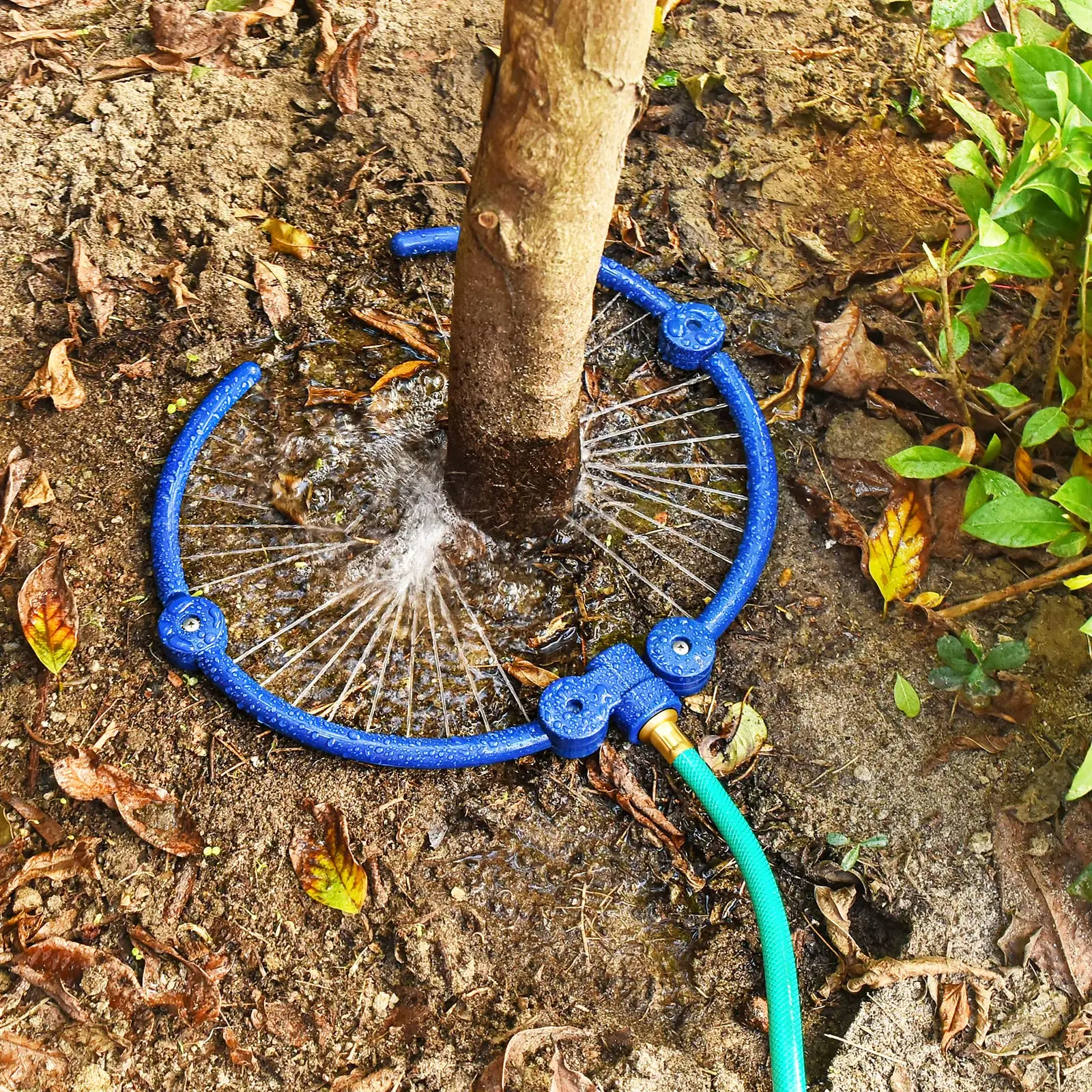 Tree Watering Ring Circle Sprinkler, Irrigation System with Y Hose Splitter, Outdoor Plants, Tree Watering, 360 °