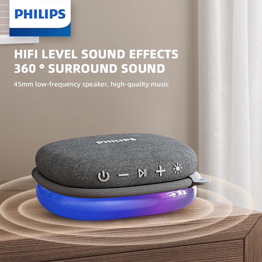 

Philips TAS2307 Dynamic Light Effects Wireless Bluetooth Speaker 1500mAh Mini Portable for Outdoor Camping Cycling Activities
