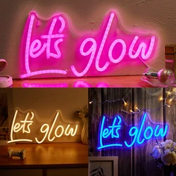 Chi-buy Let's Glow LED Neon Sign USB Powered Neon Signs Night Light 3D Wall Art & Game Room Bedroom Living Room Decor Lamp Signs