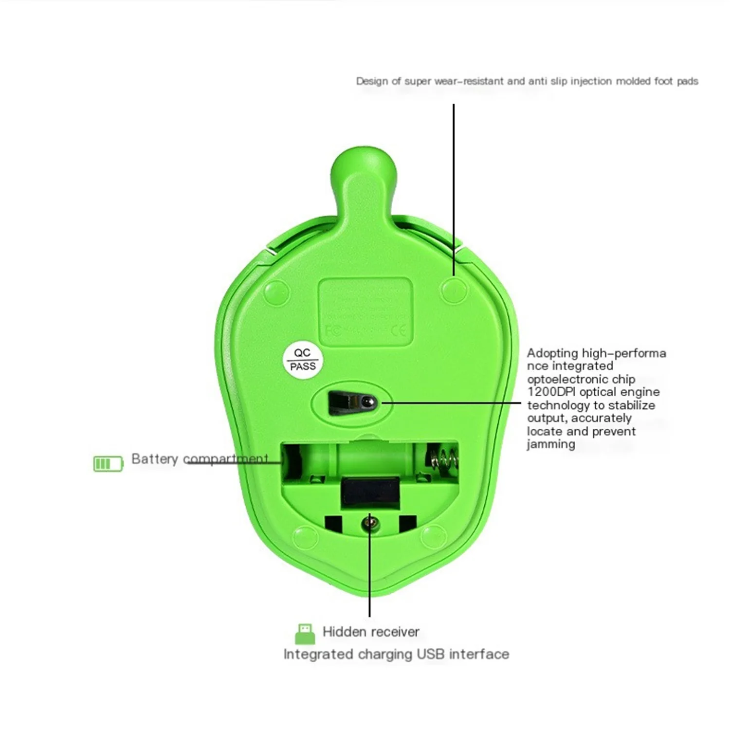 Chuyi Cartoon-Schildkrötenform-Design, kabelgebunden und 2,4 GHz kabellose Maus, 1600 DPI, optische Maus, Computermäuse für Laptop und PC