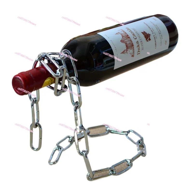 Suspension wrought iron chain red wine rack dining table wine rack bar creative decoration home restaurant bar decoration